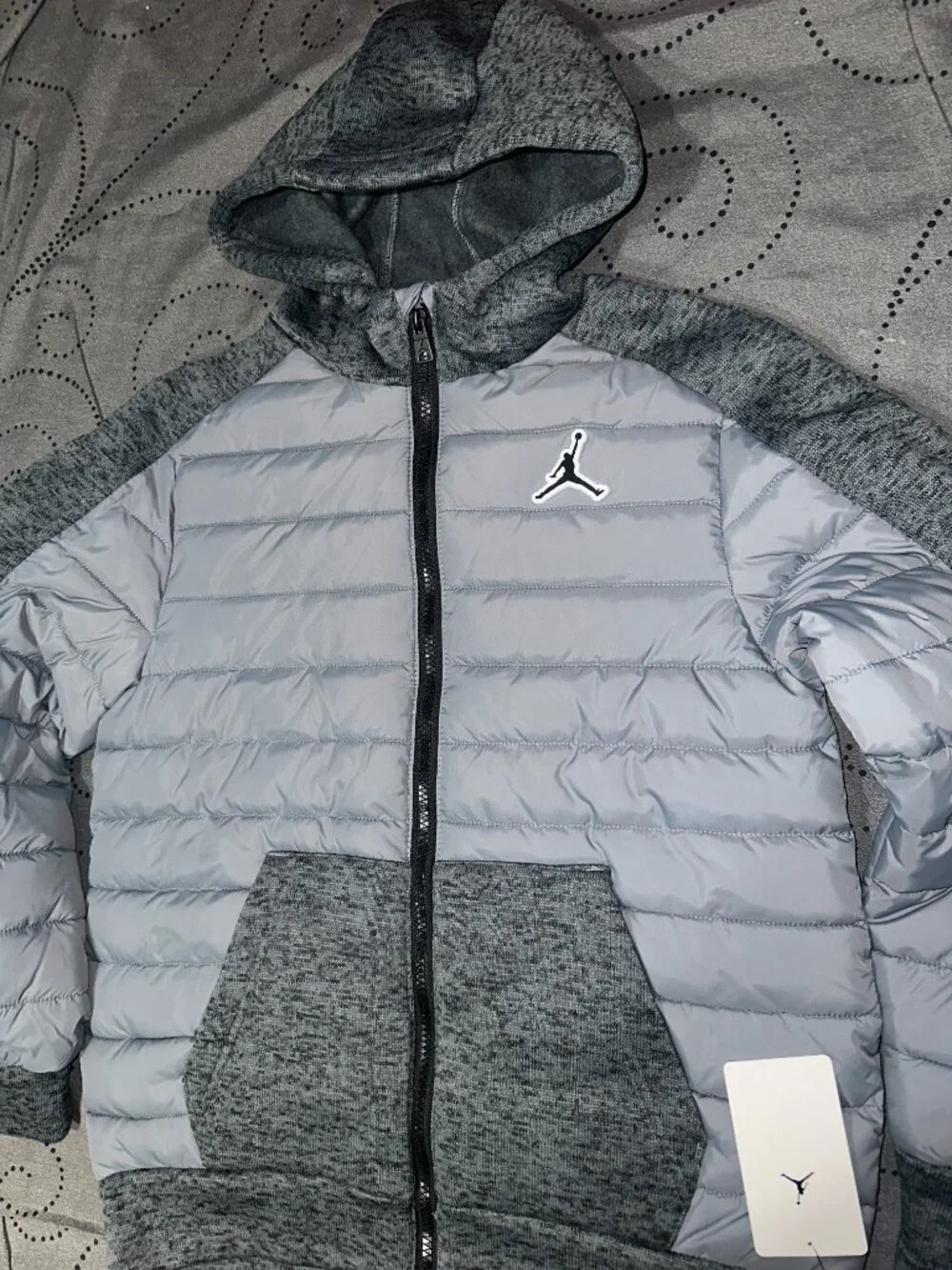 NIKE JORDAN HYBRID HEATHER GRAY & GRAY JACKET HOODIE SIZE XL L O M BOYS NWT $100